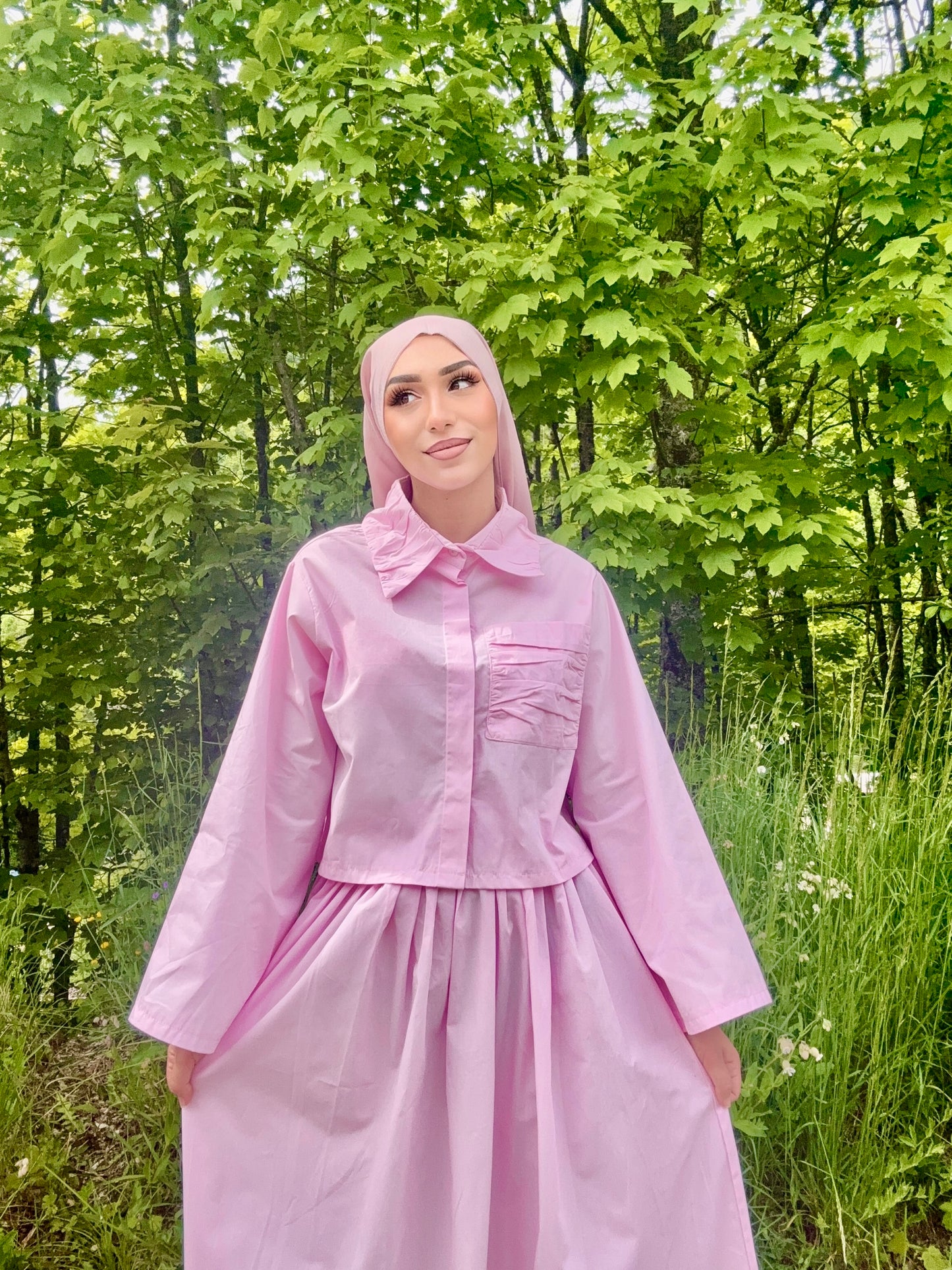 Ensemble jupe et haut rose