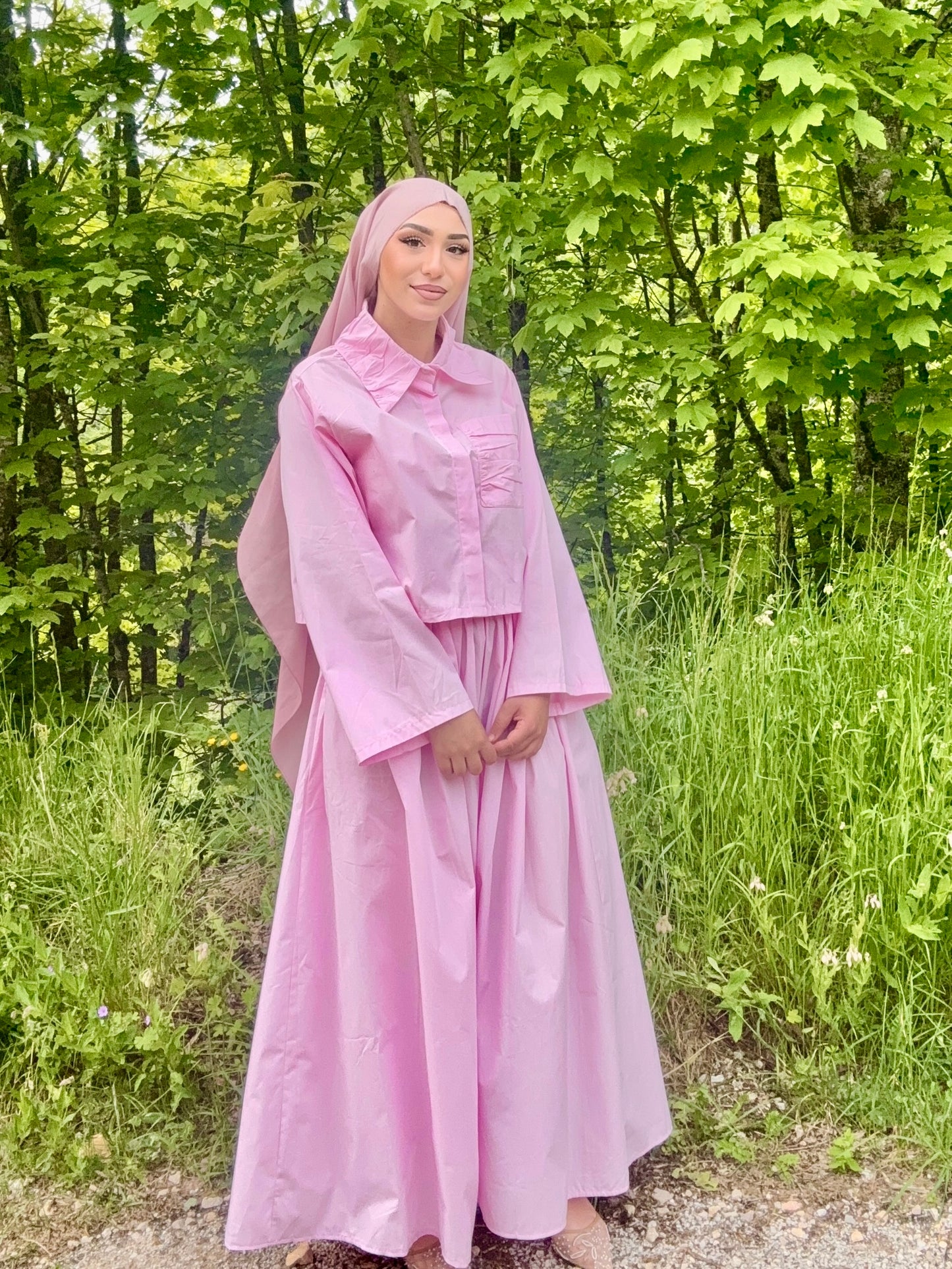 Ensemble jupe et haut rose