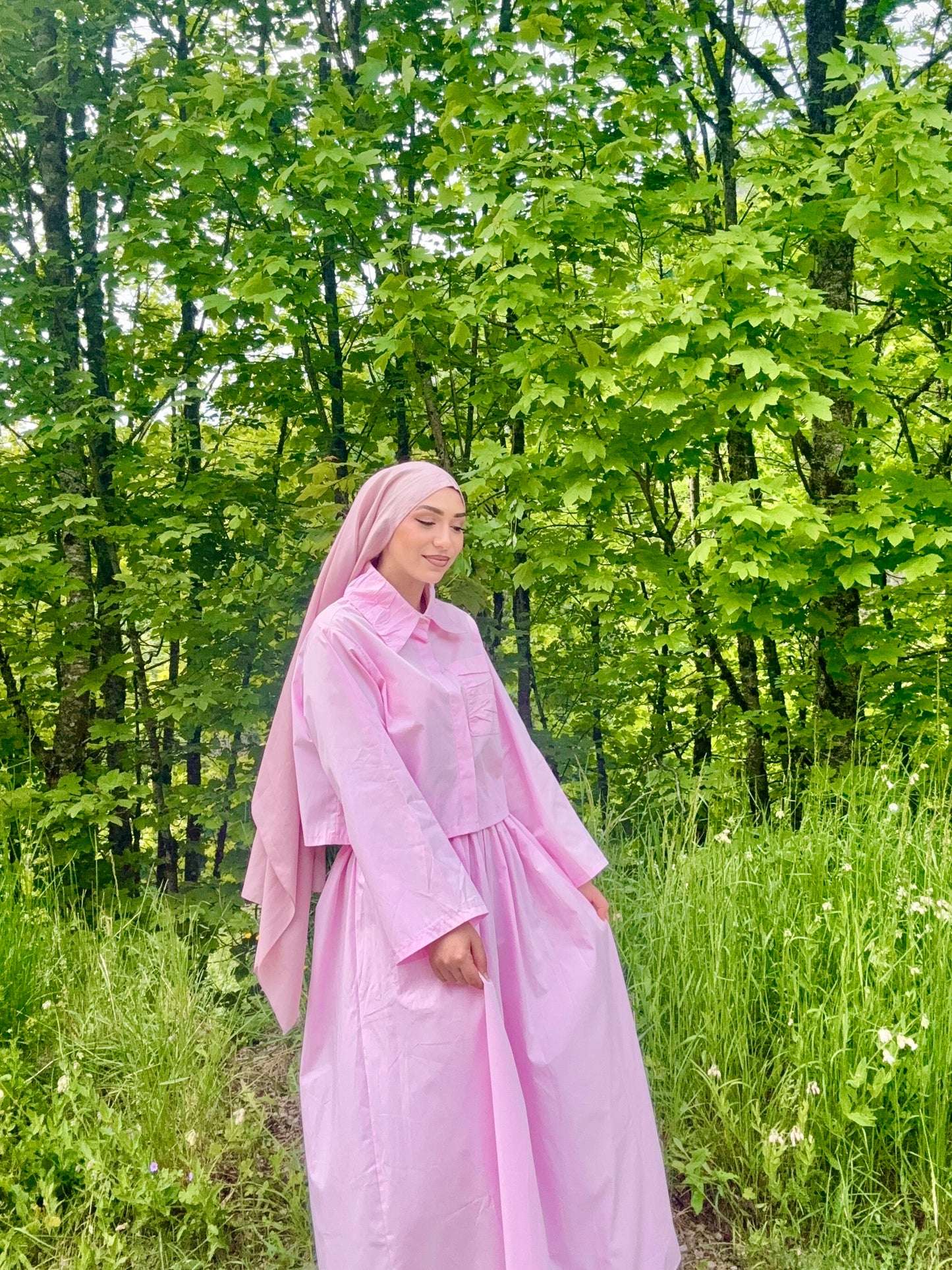 Ensemble jupe et haut rose