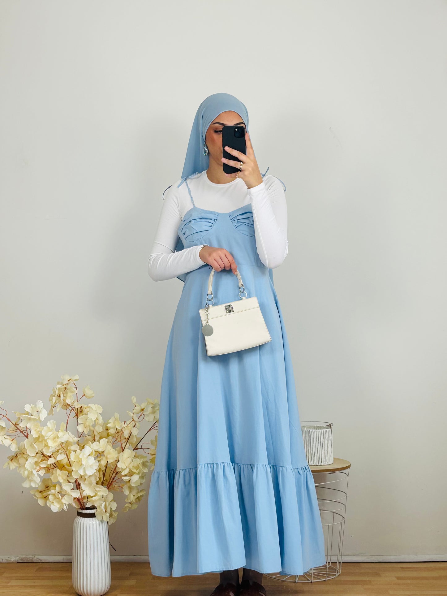 robe longue bleu ciel été