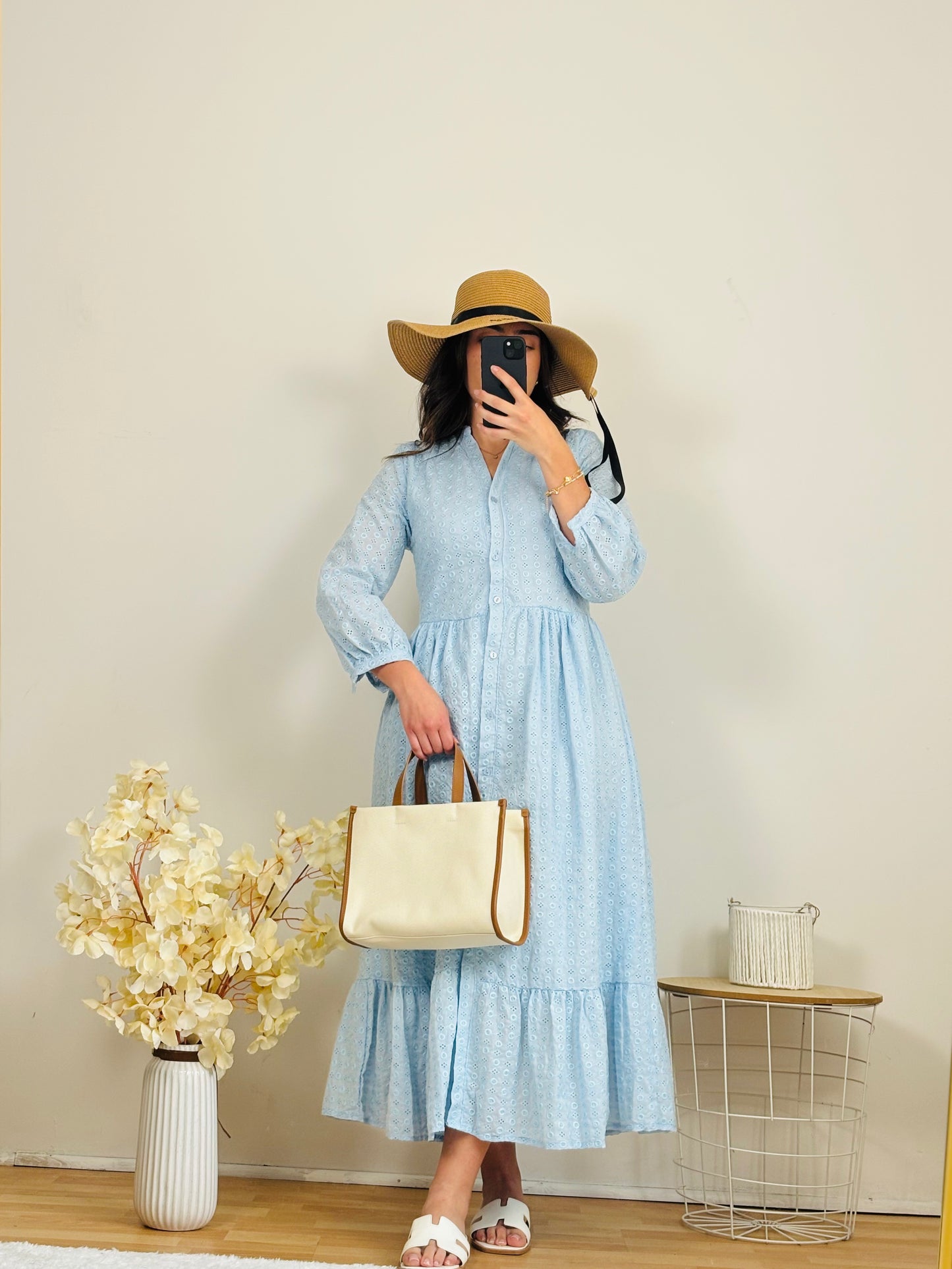 robe longue bleu ciel