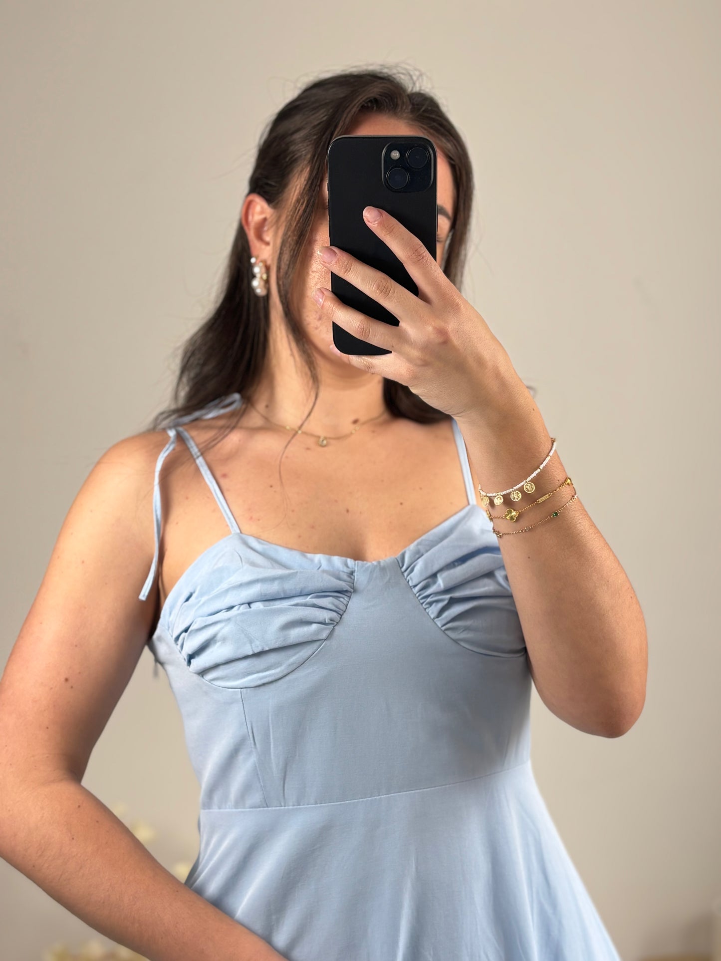 robe longue bleu ciel été