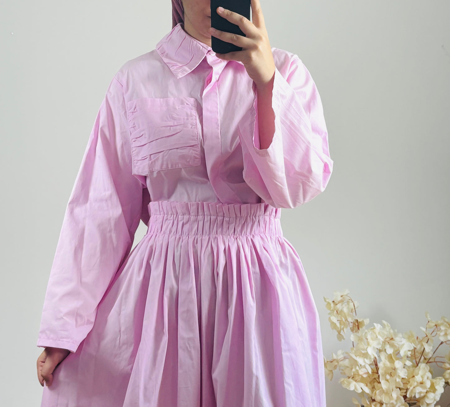 Ensemble jupe et haut rose