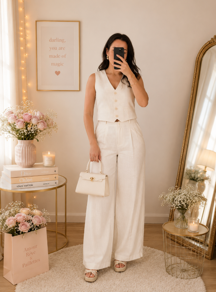 Haut Tailleur Beige Femme Manche Courte – Coupe Chic | Tailles S M L