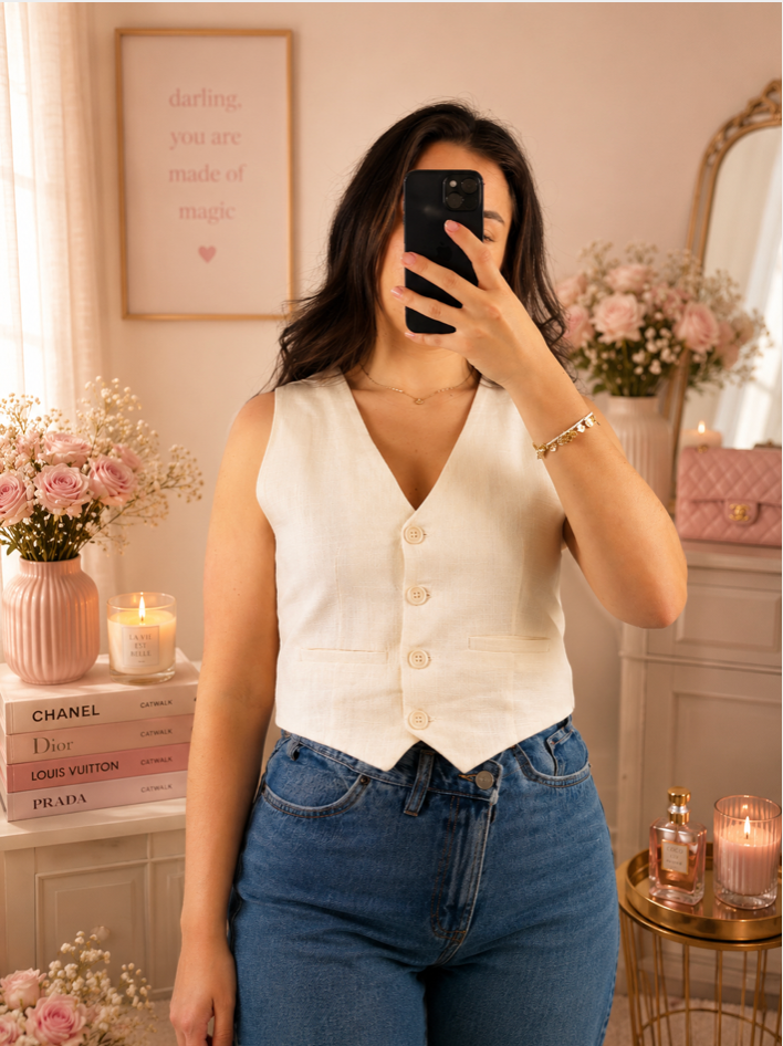 Haut Tailleur Beige Femme Manche Courte – Coupe Chic | Tailles S M L