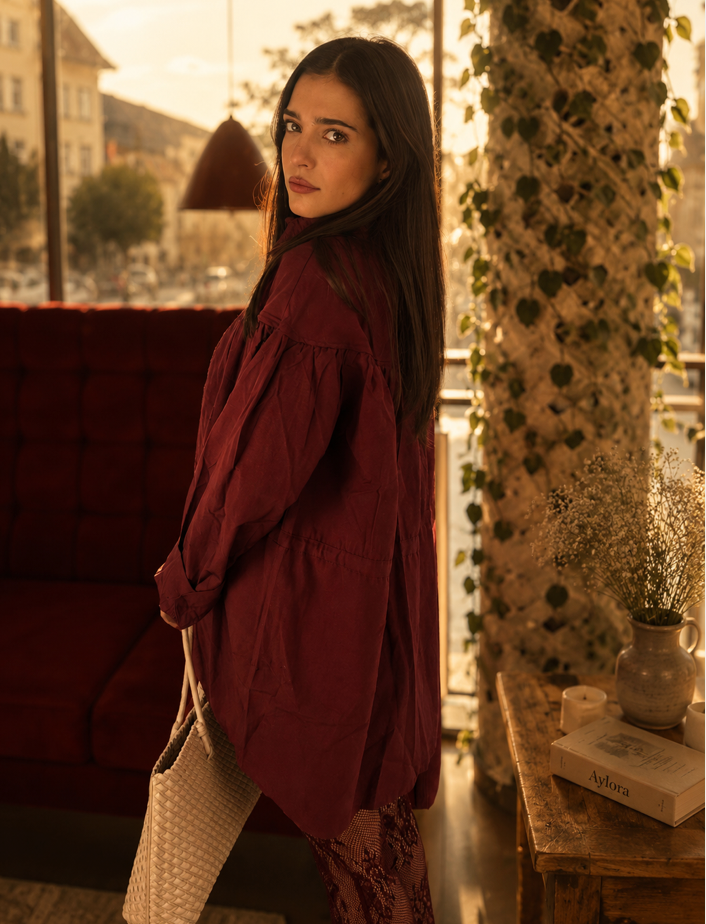 Tunique Bordeaux Femme en Coton – Coupe Courte | Made in Turkey