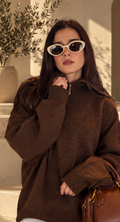 Pull Marron à Zip