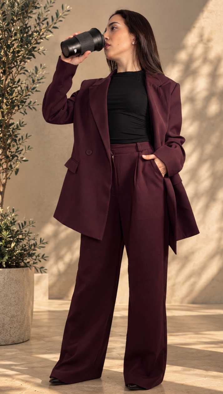 Ensemble blazer & pantalon bordeaux