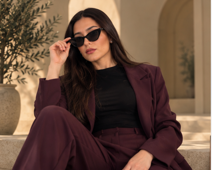 Ensemble blazer & pantalon bordeaux