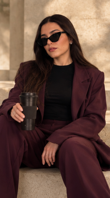 Ensemble blazer & pantalon bordeaux