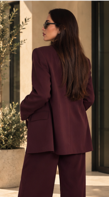 Ensemble blazer & pantalon bordeaux