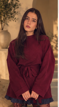 Pull long bordeaux avec ceinture