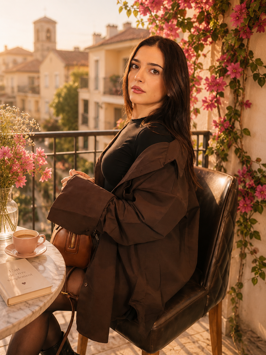 Chemise Oversize Marron – Coupe Longue | 70% Coton | Aylora