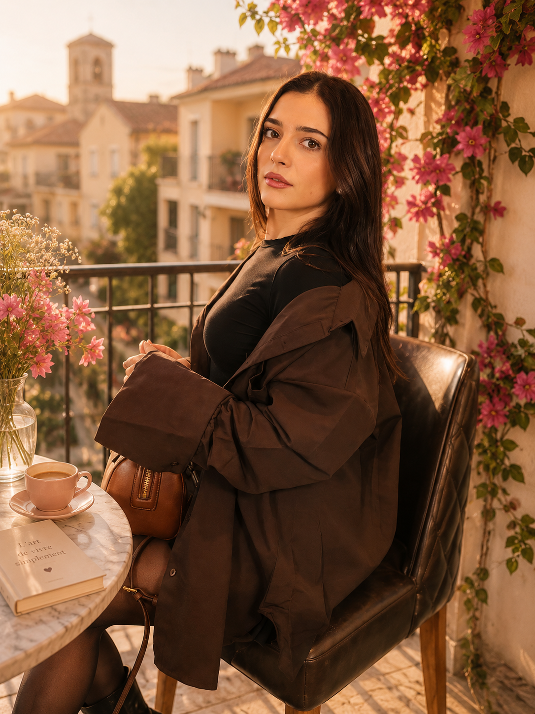 Chemise Oversize Marron – Coupe Longue | 70% Coton | Aylora