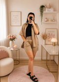 Ensemble Short Camel Femme en Coton – Taille Unique | Made in Italy