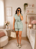 Ensemble Short Vert d'Eau Femme avec Poches – Taille Unique | Made in Italy