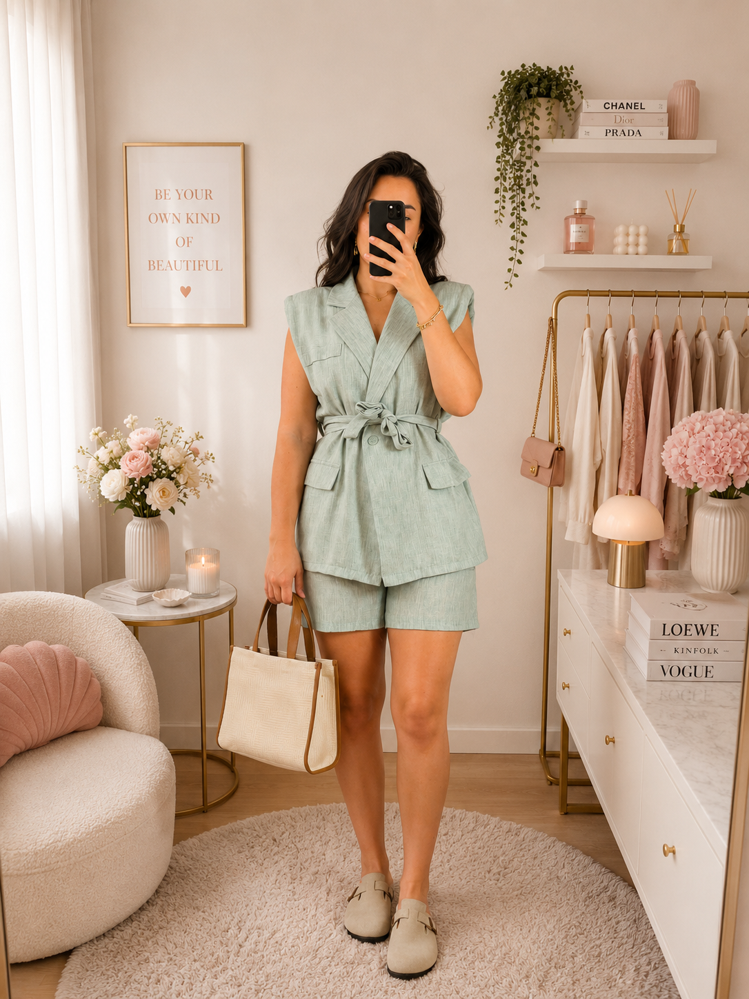 Ensemble Short Vert d'Eau Femme avec Poches – Taille Unique | Made in Italy