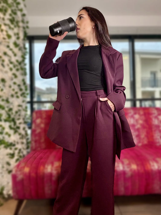 Ensemble blazer & pantalon bordeaux