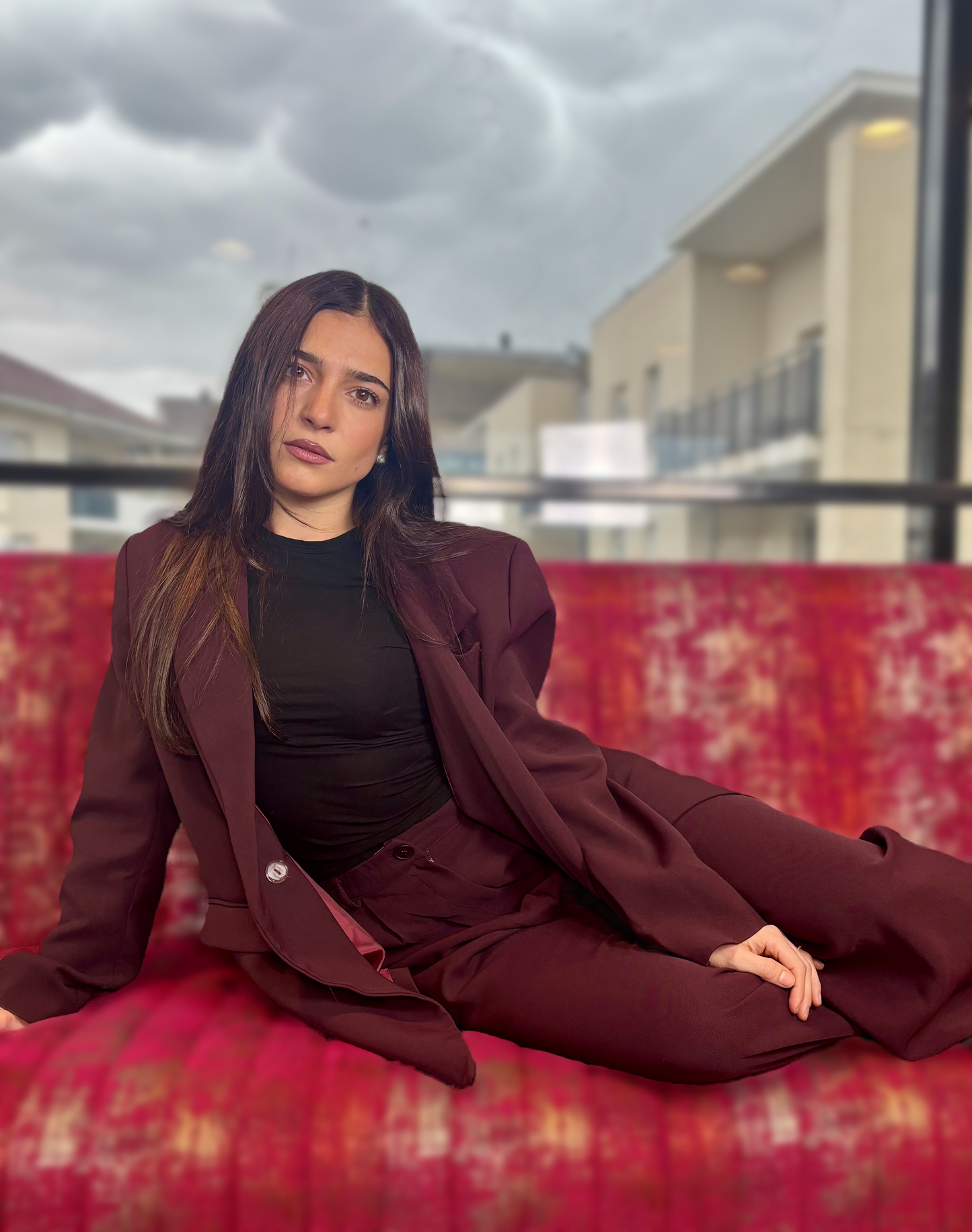 Ensemble blazer & pantalon bordeaux