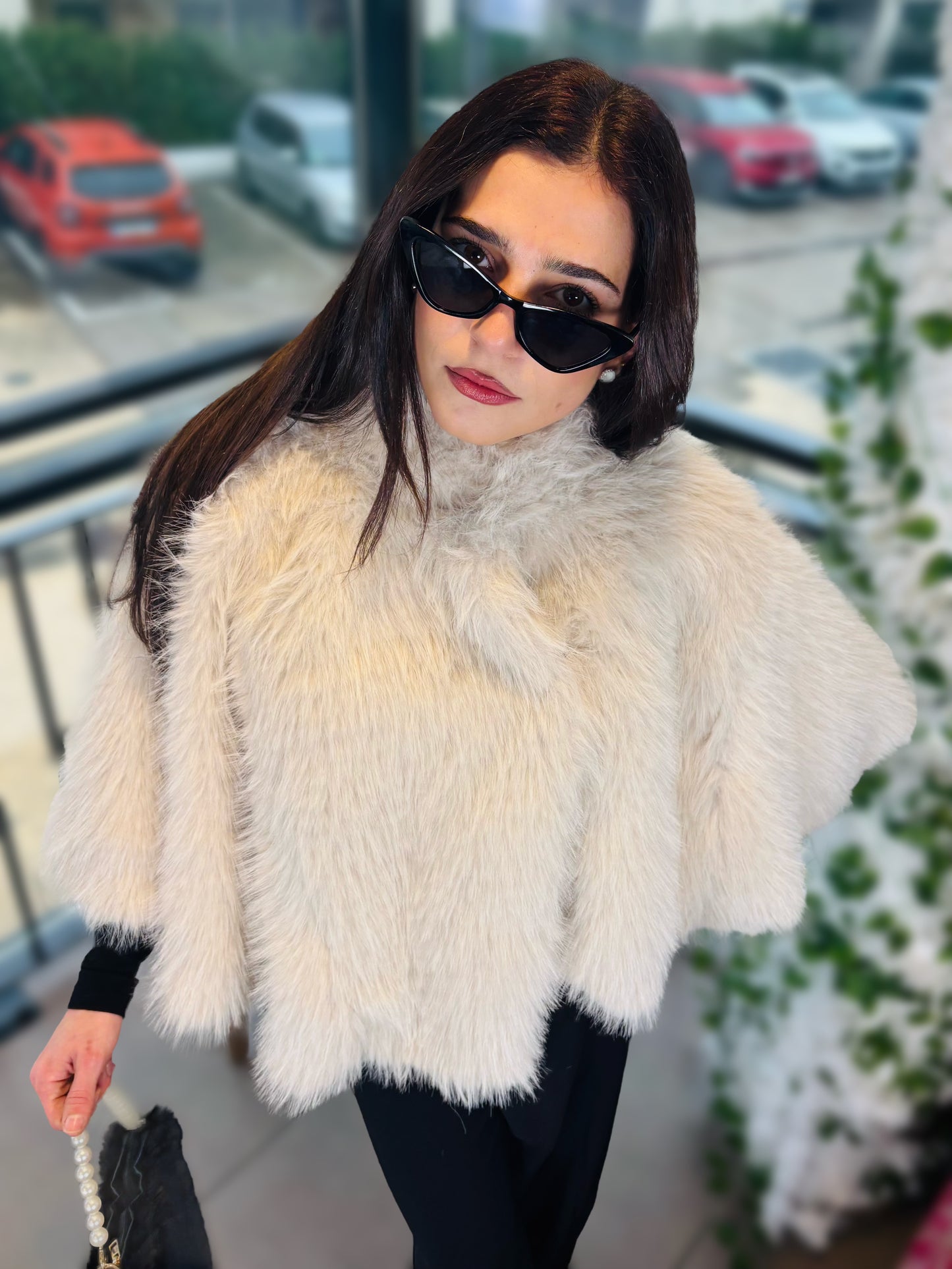 Pancho à Fourrure Beige