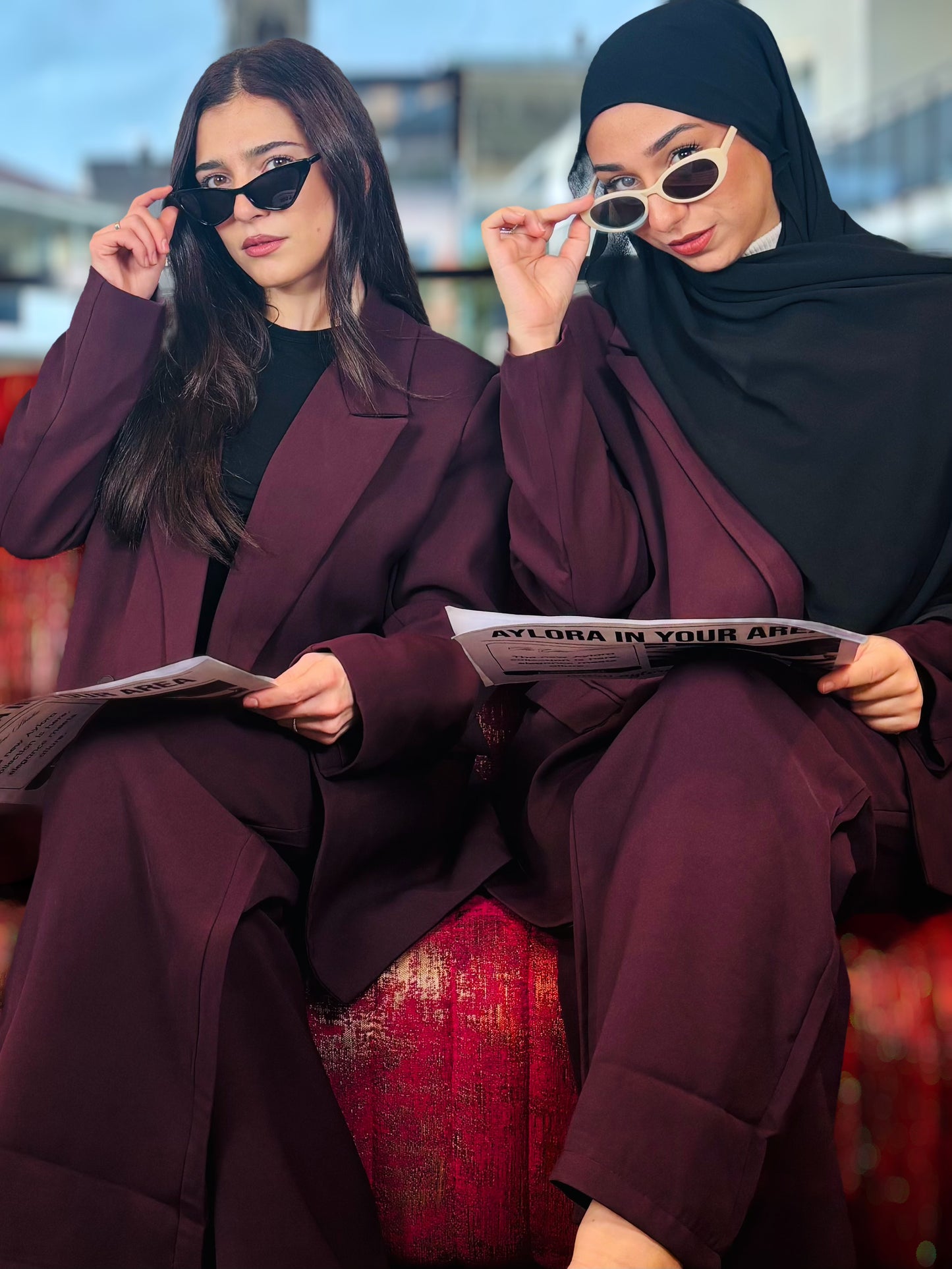 Ensemble blazer & pantalon bordeaux