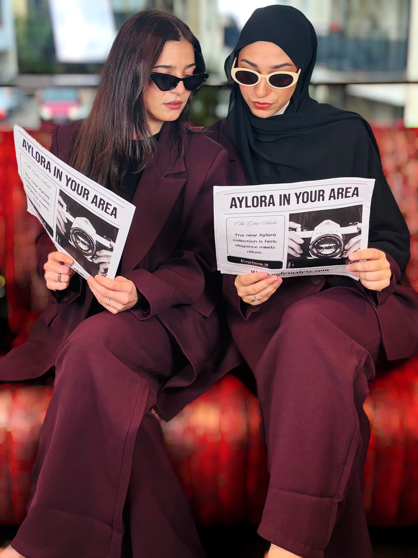 Ensemble blazer & pantalon bordeaux