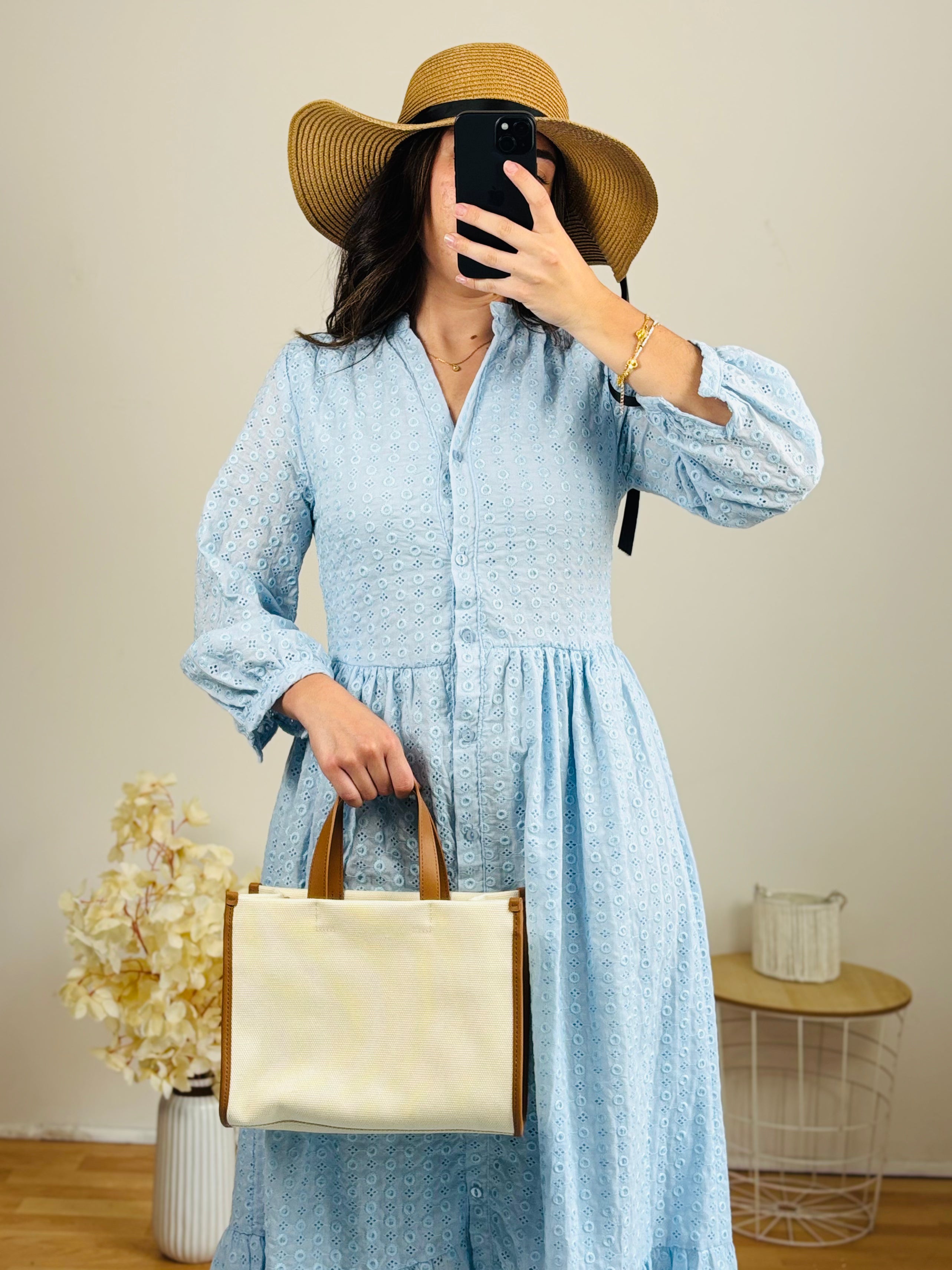 Robe longue bleu ciel