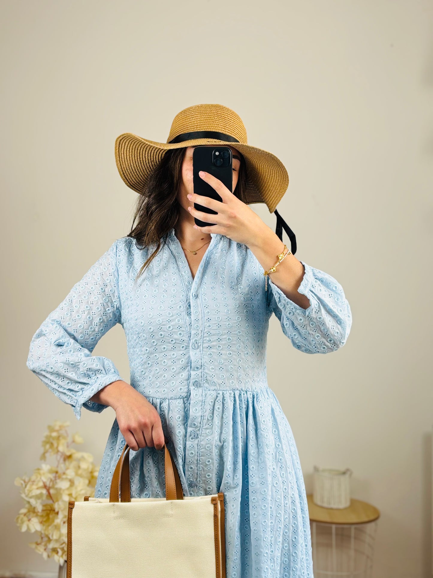 robe longue bleu ciel