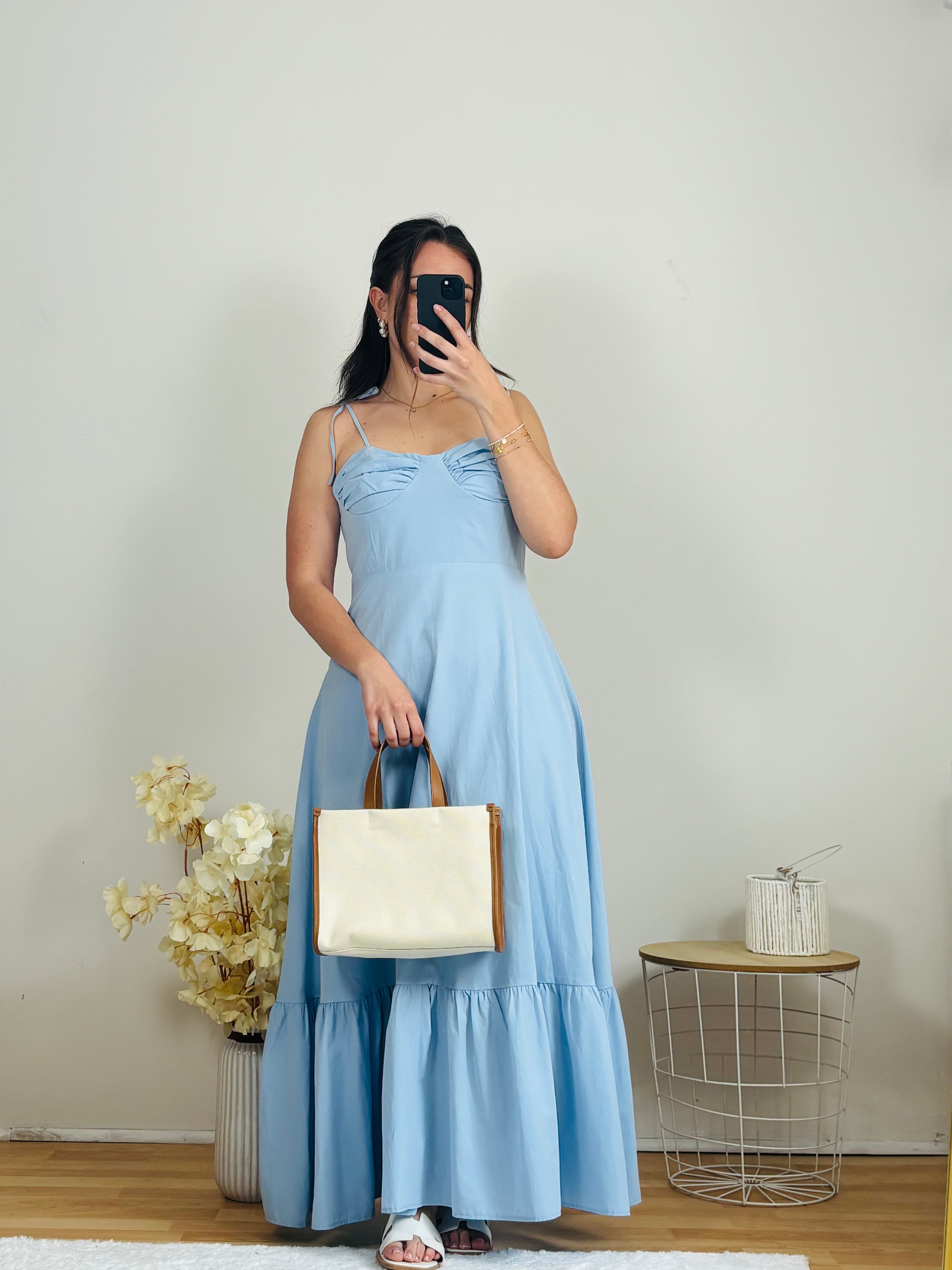 Robe longue bleu ciel été
