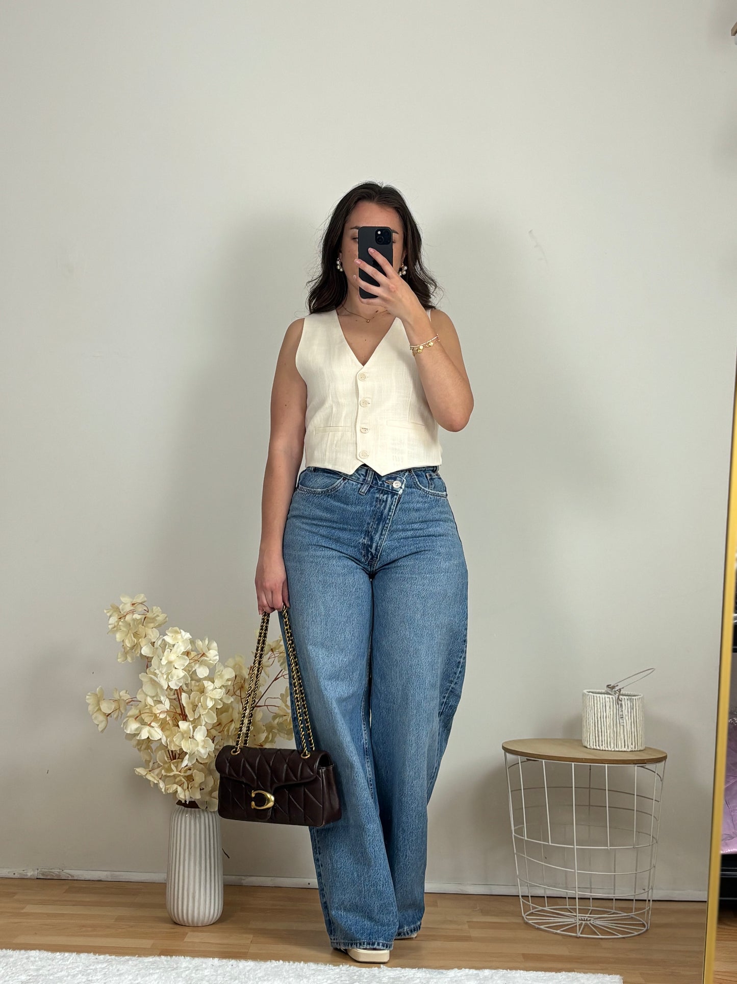 haut tailleur beige manche courte