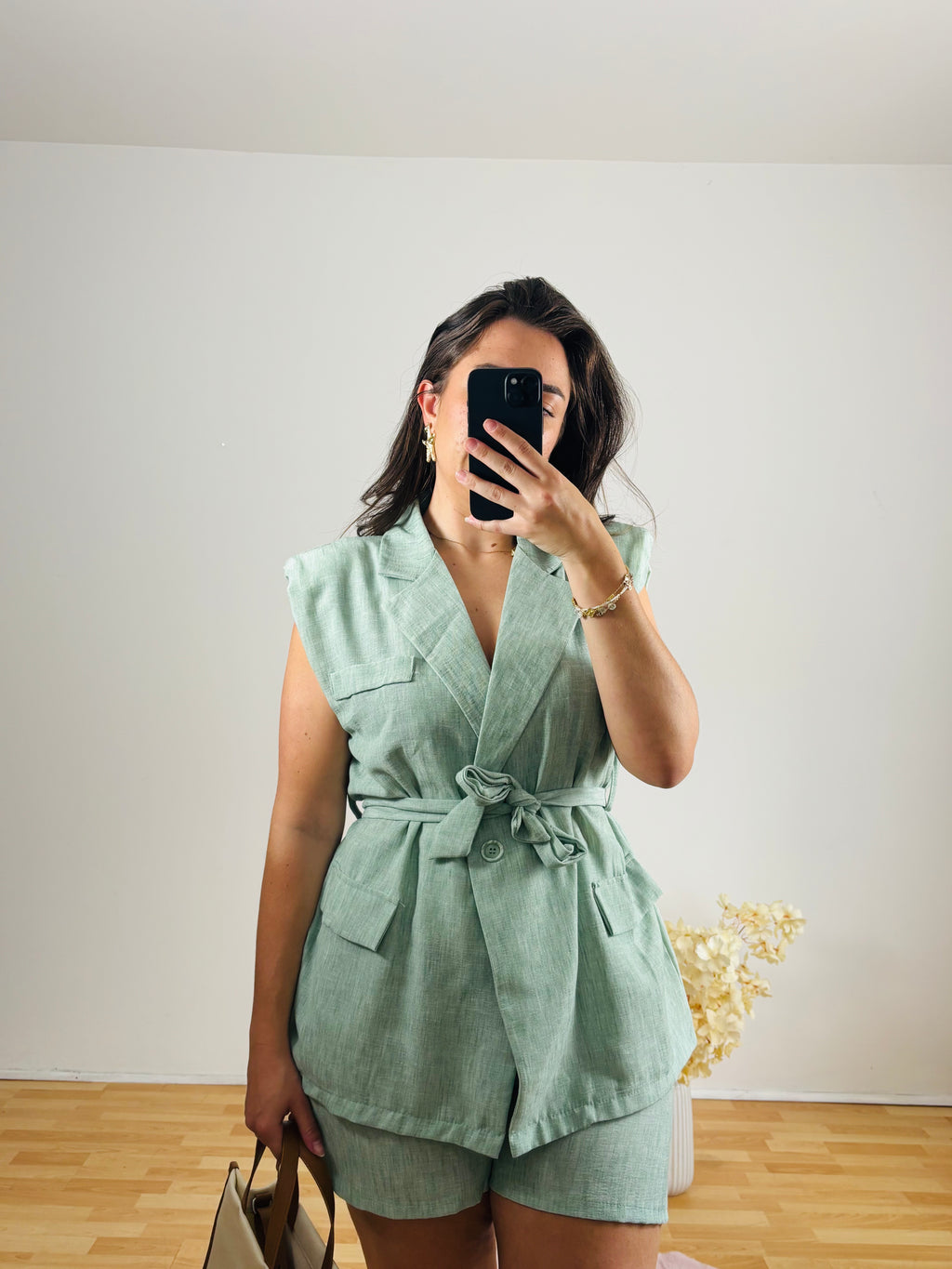 Ensemble Short Vert d'Eau Femme avec Poches – Taille Unique | Made in Italy