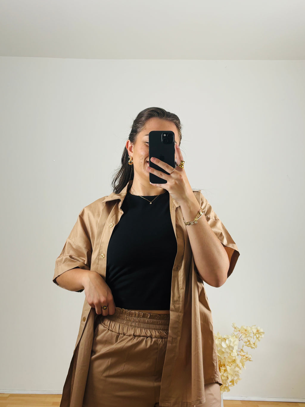Ensemble Short Camel Femme en Coton – Taille Unique | Made in Italy