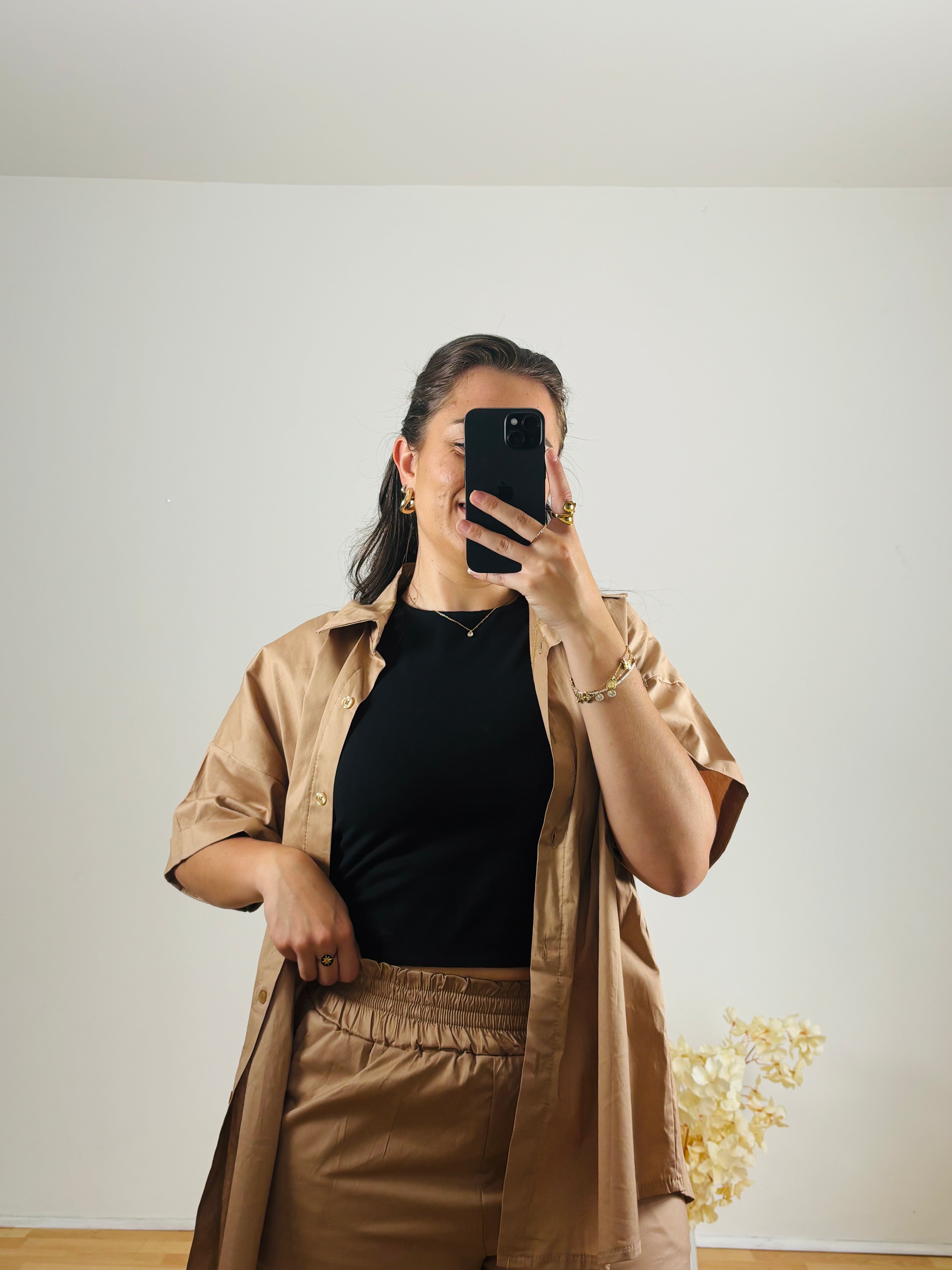 Ensemble Short Camel Femme en Coton – Taille Unique | Made in Italy