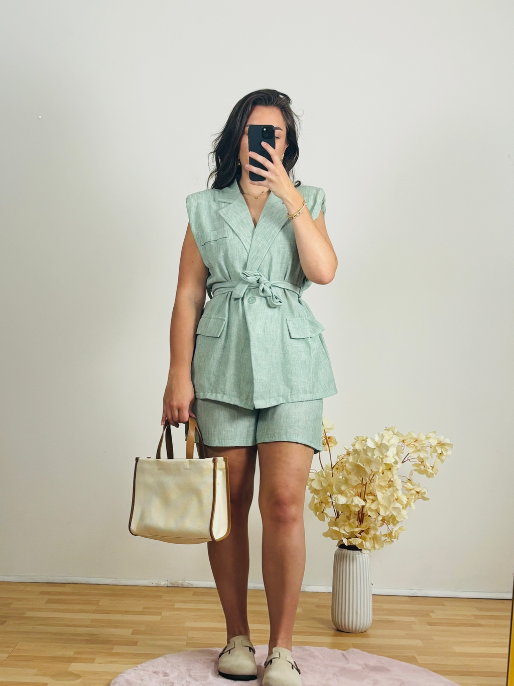 Ensemble Short Vert d'Eau Femme avec Poches – Taille Unique | Made in Italy
