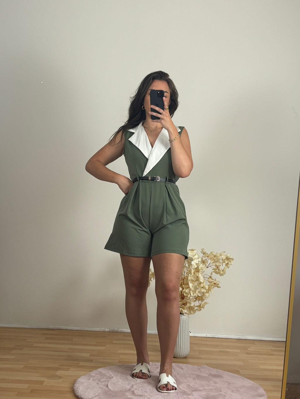 Combinaison Short Kaki – Ceinture Intégrée | Taille Unique | Aylora