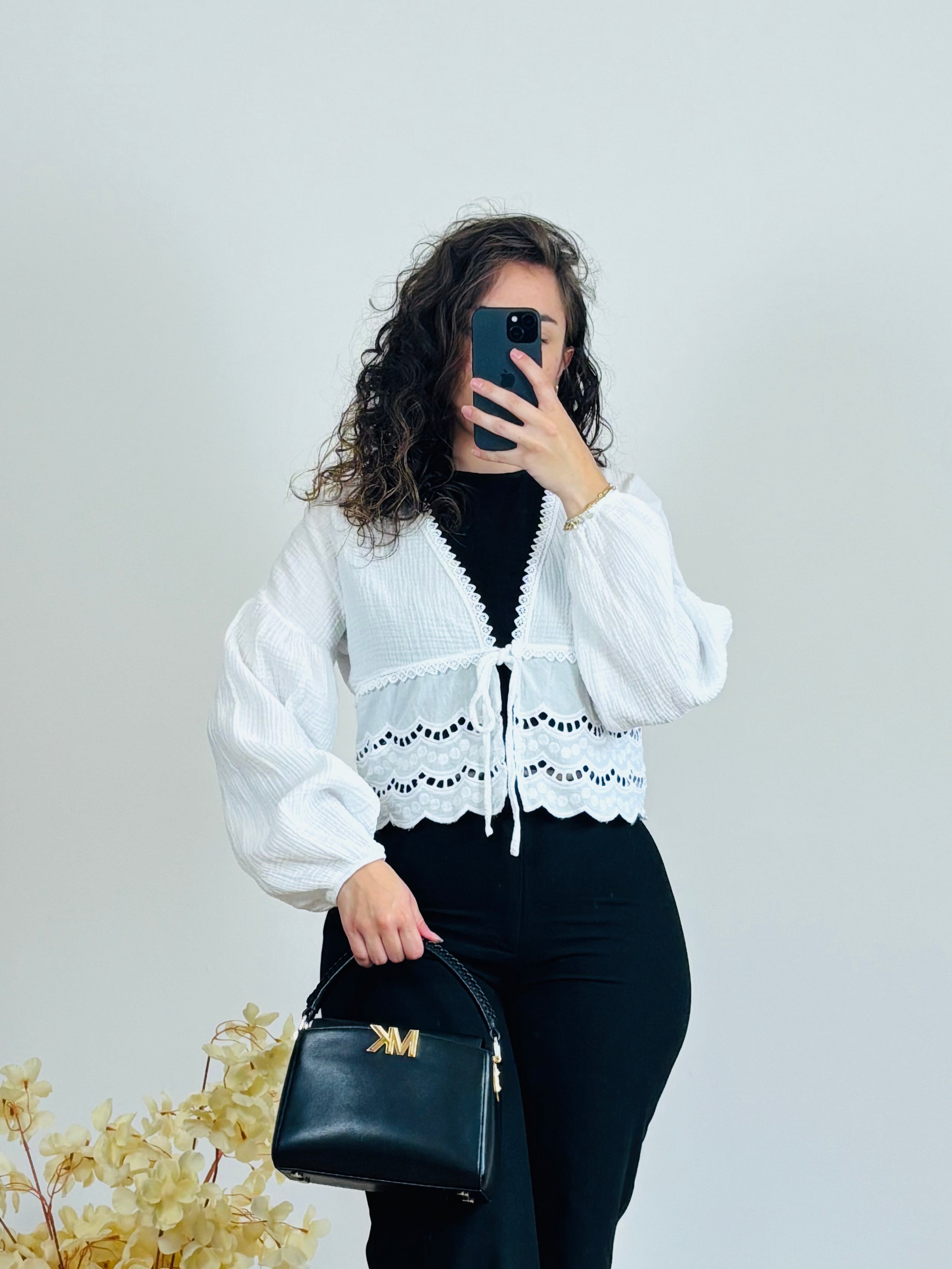 Haut en Coton Doux – Taille Unique | Rose & Blanc | Aylora