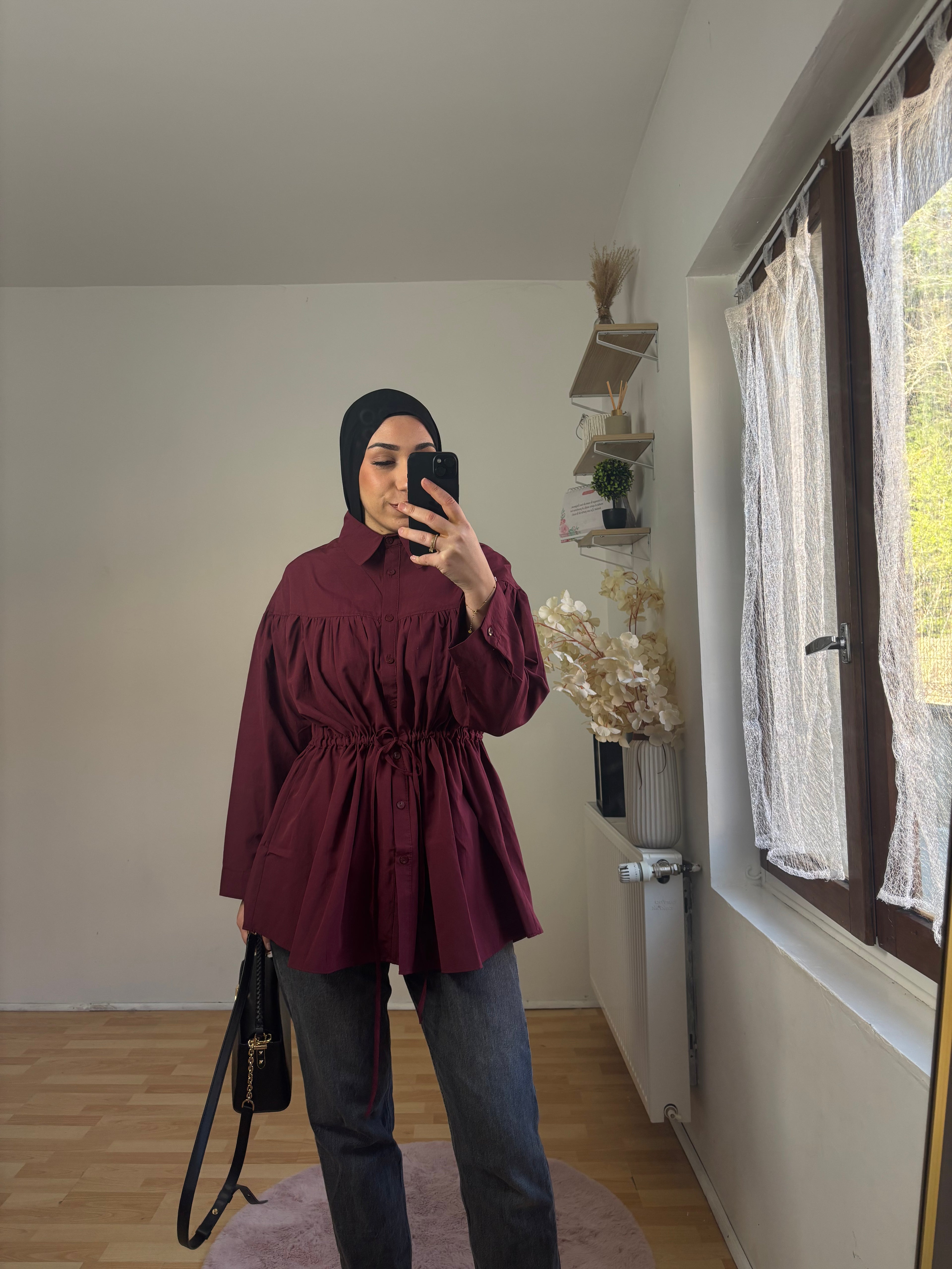 Tunique Bordeaux Femme en Coton – Coupe Courte | Made in Turkey