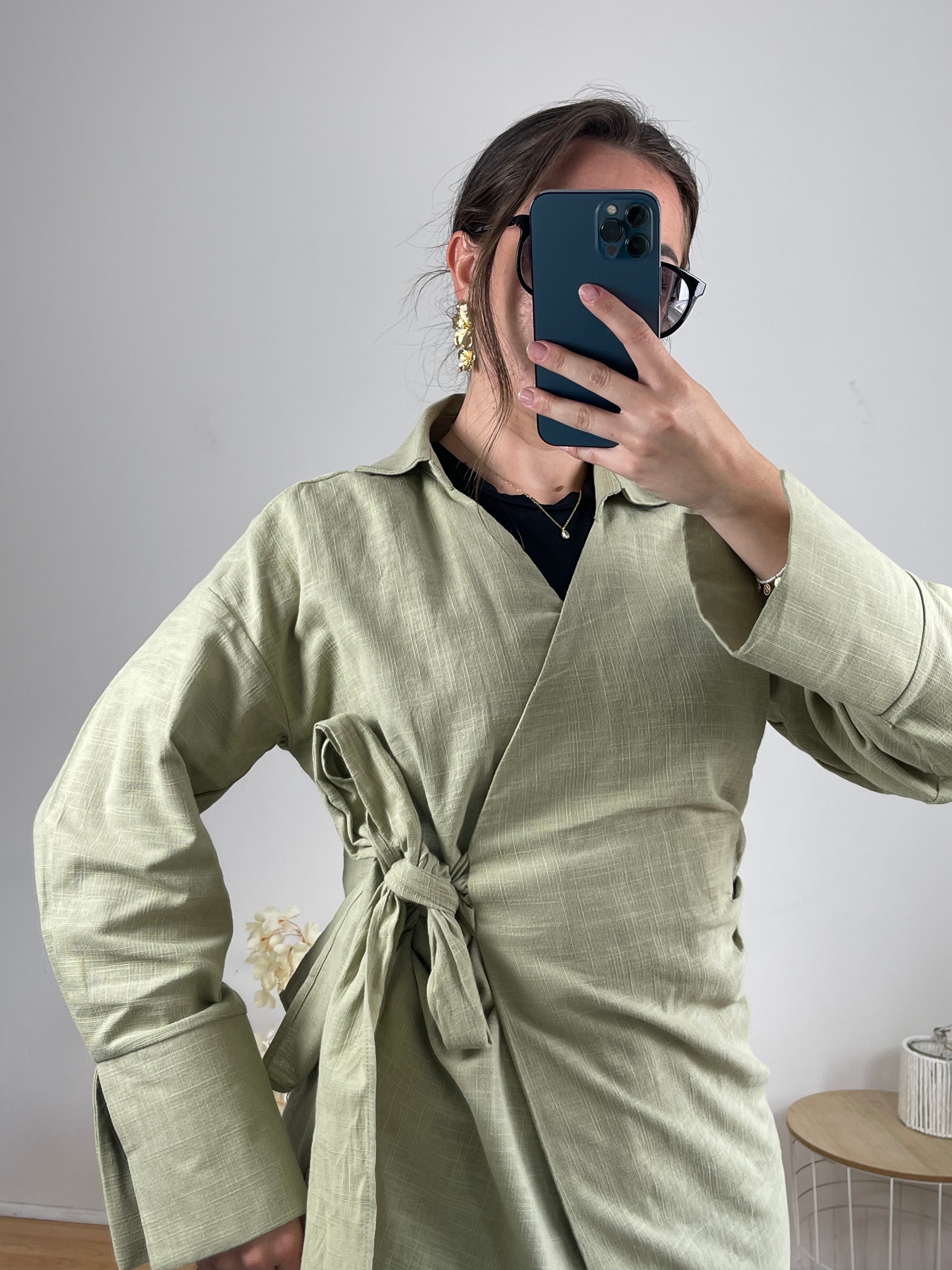 Kimono Long Vert – Coupe Fluide & Élégante