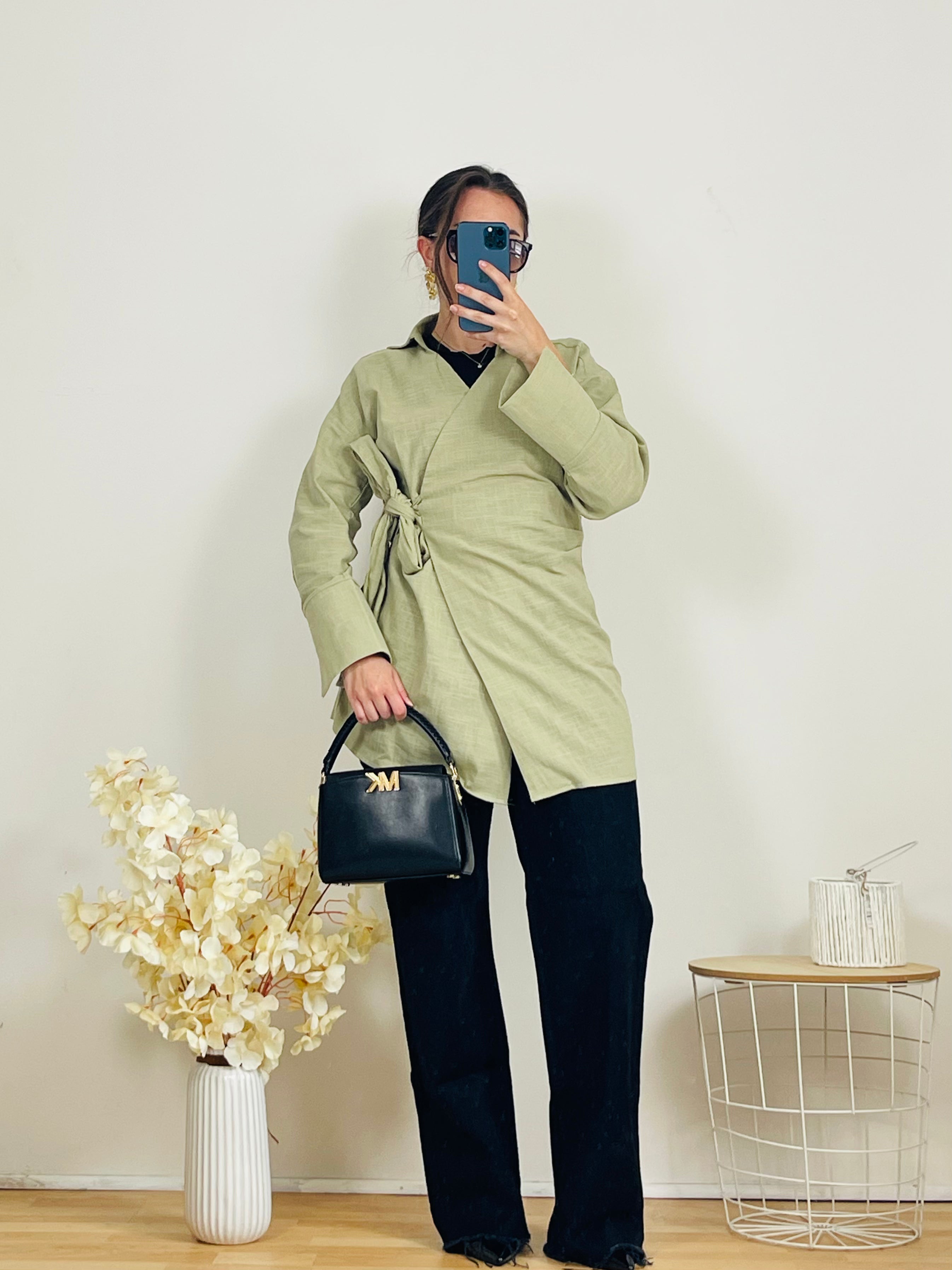 Kimono Long Vert – Coupe Fluide & Élégante