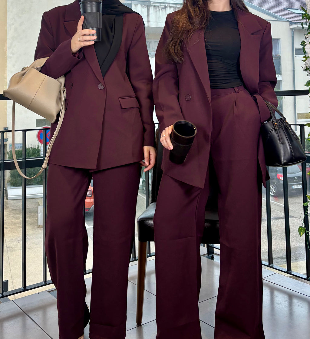 Ensemble blazer & pantalon bordeaux