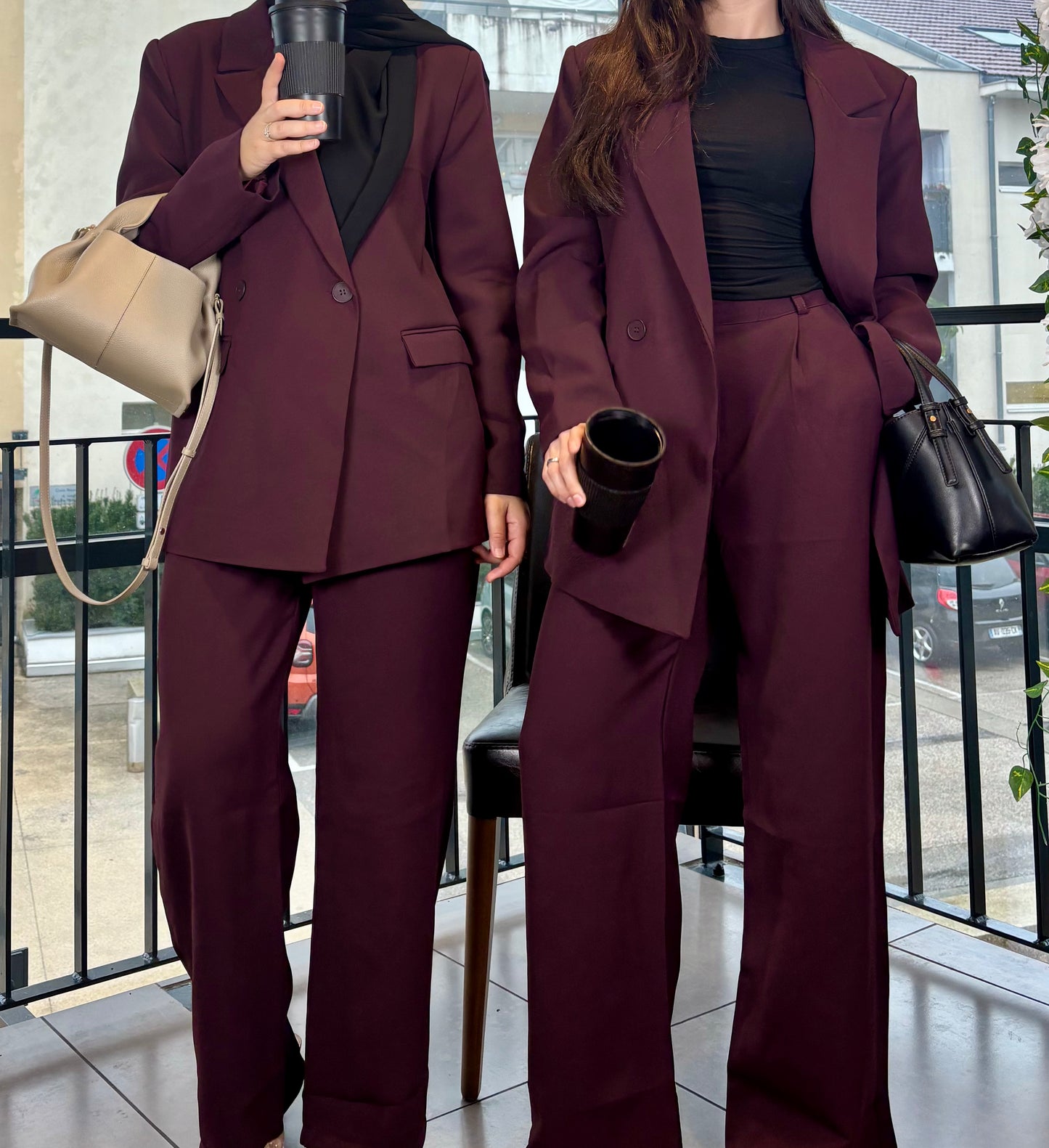 Ensemble blazer & pantalon bordeaux