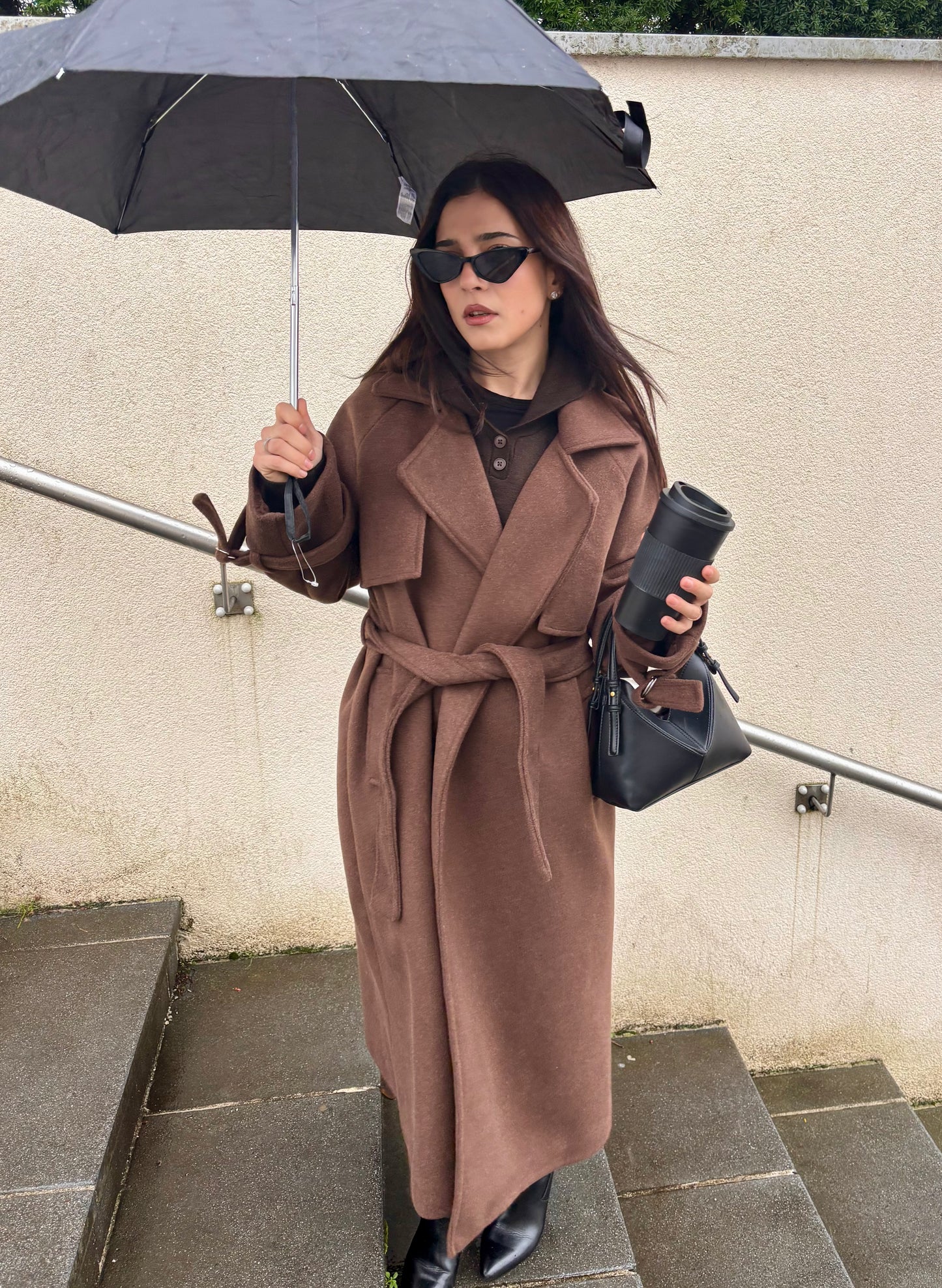 Manteau Marron à Ceinture