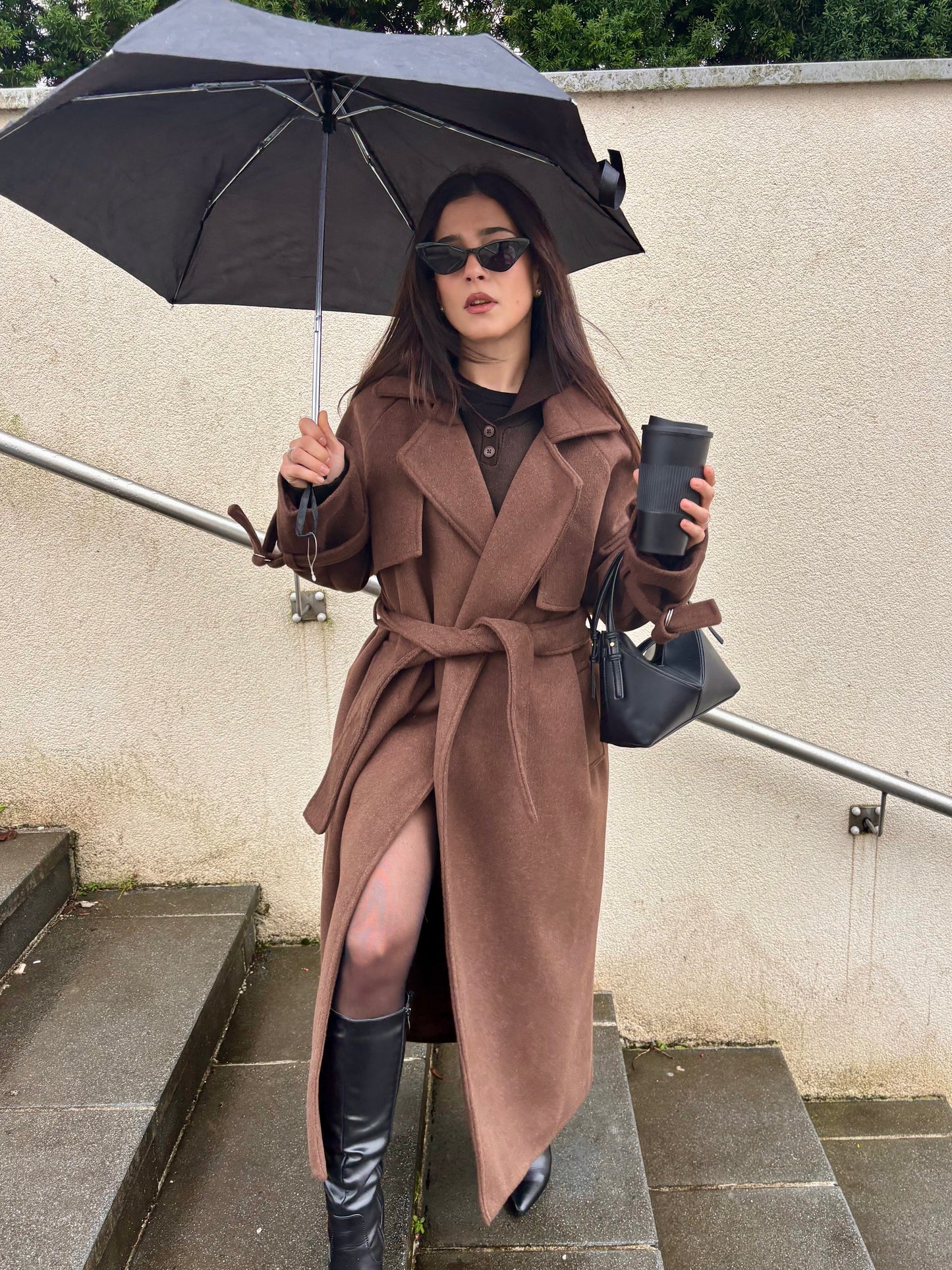 Manteau Marron à Ceinture