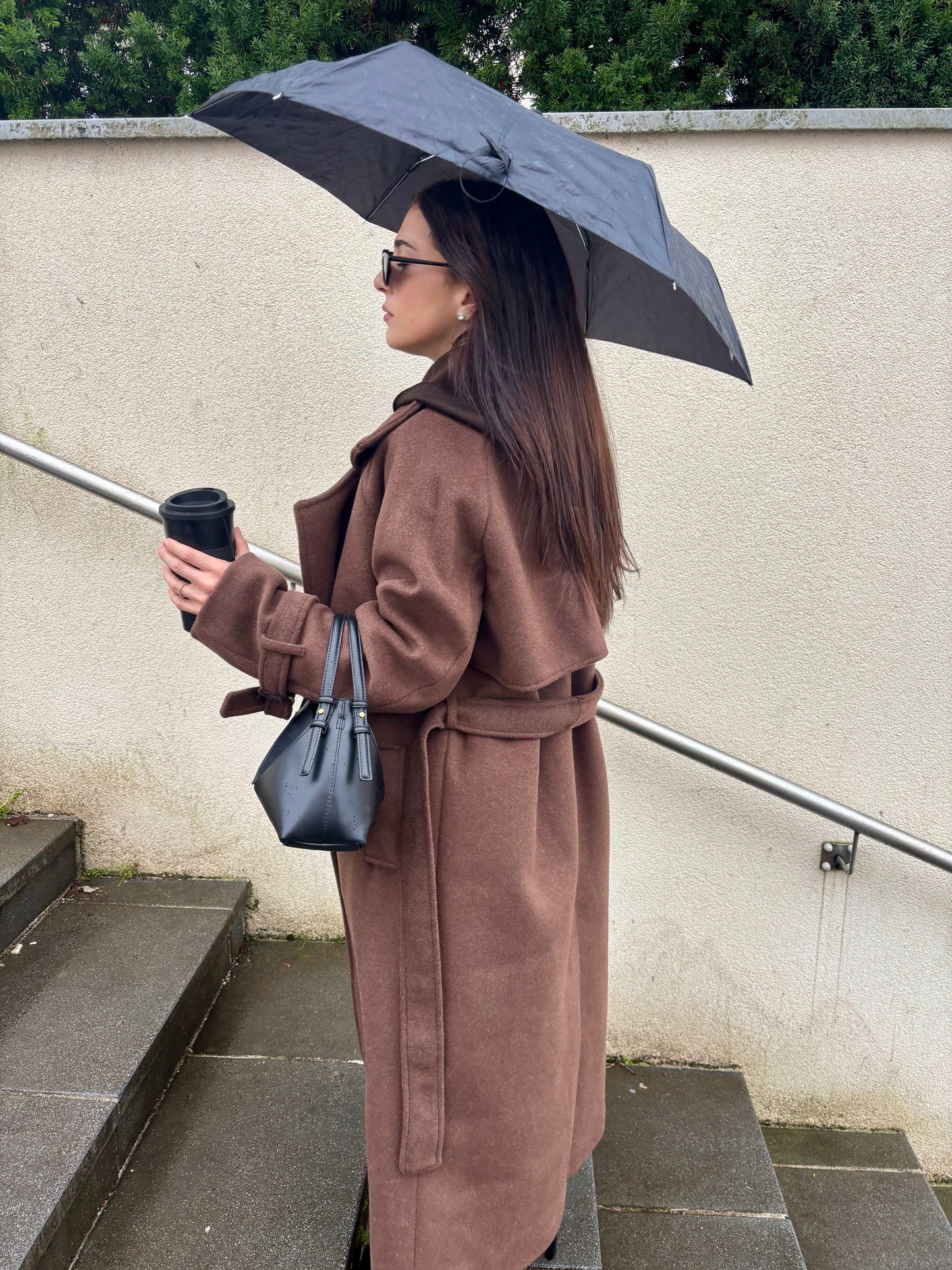 Manteau Marron à Ceinture