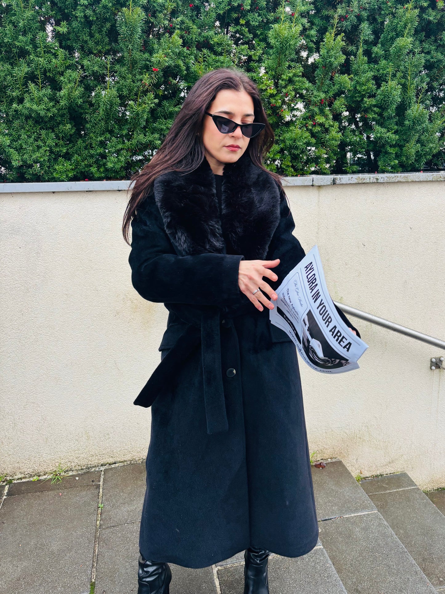 Manteau Noir à Fourrure