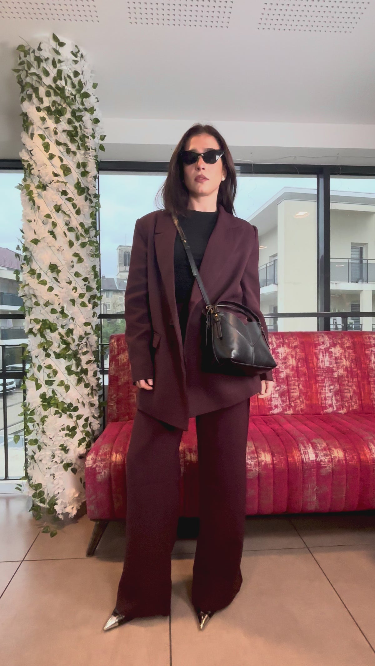 Ensemble blazer & pantalon bordeaux